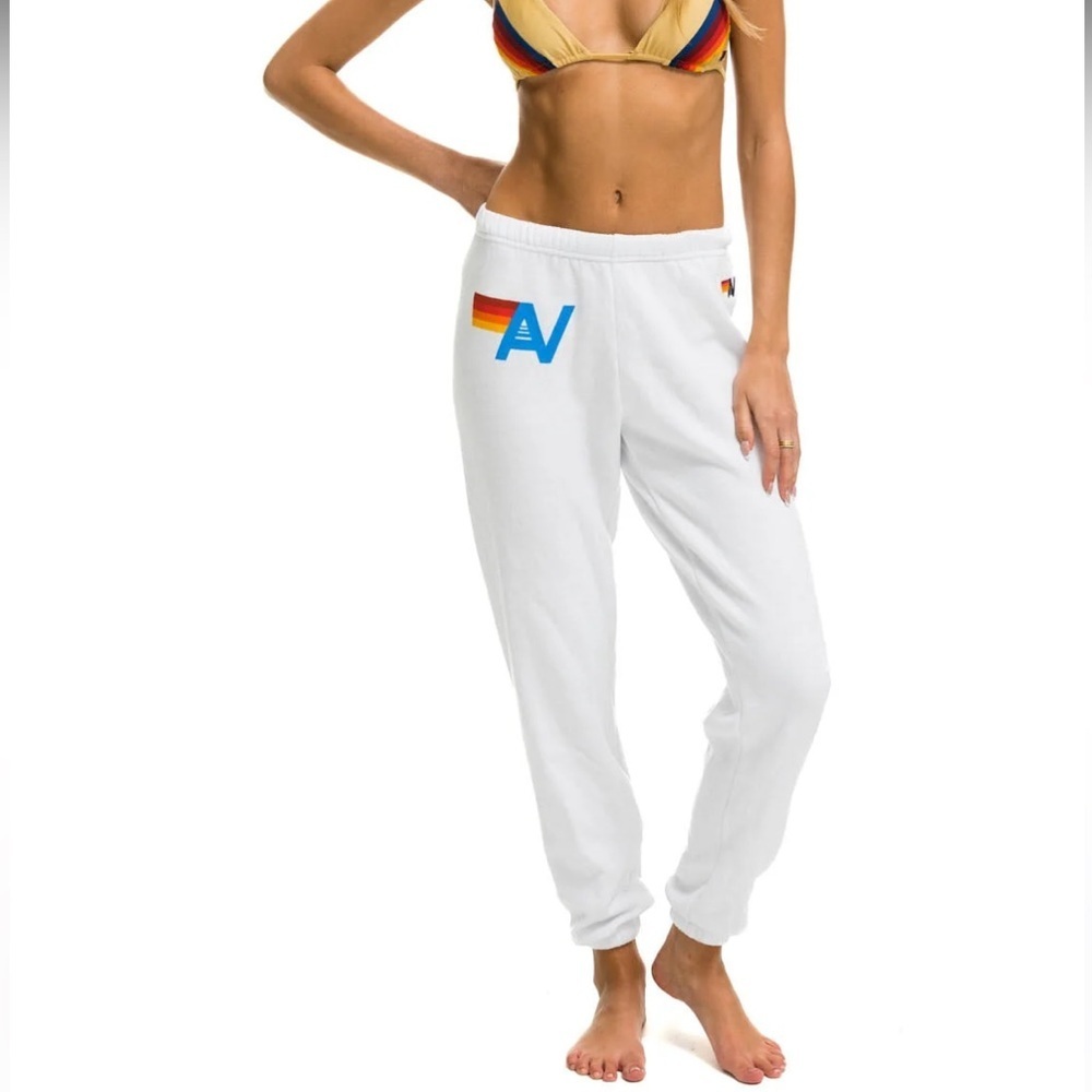 Aviator Nation Logo Sweatpants White Women's Pants Nwt